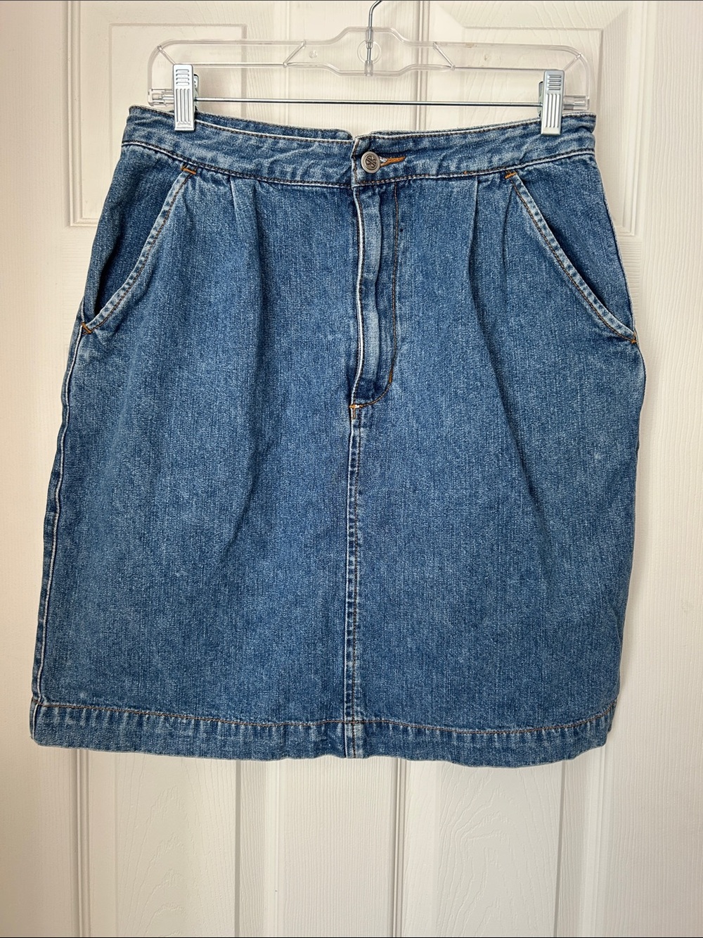 bill blass Blue Denim Pleated Pocket Mini Skirt